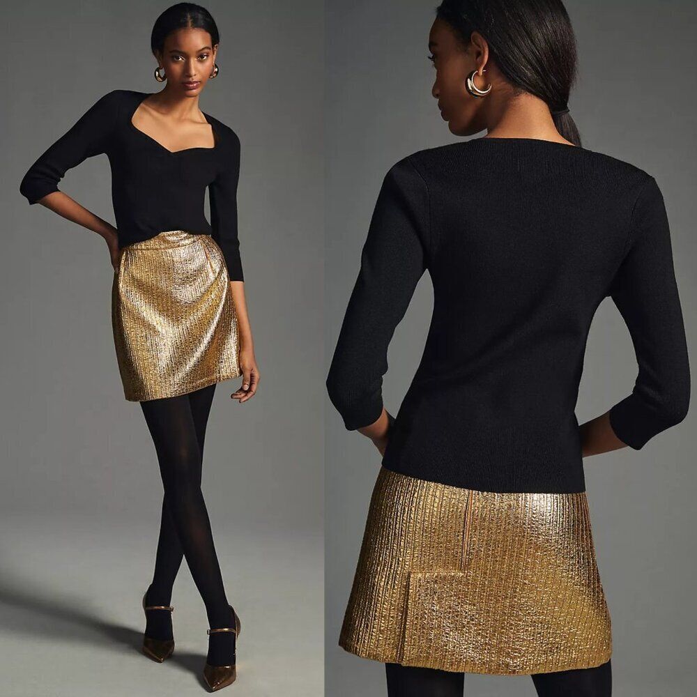 Anthropologie Maeve Sweetheart Sweater in Black Size Small NWOT $98